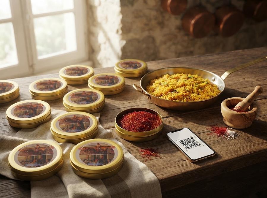 Gift set of twelve sealed 2 gram saffron tins in a sleeve